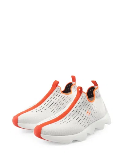 Pre-owned Hermes Eclair Slip-on Sneakers In White