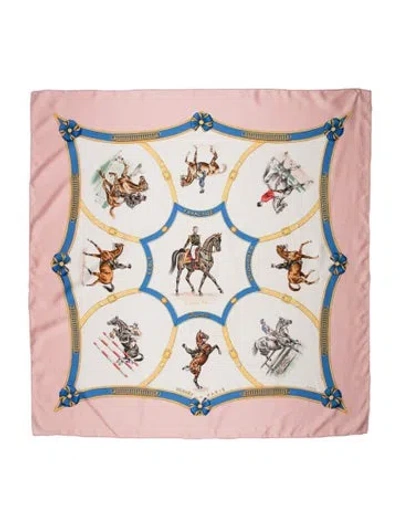 Pre-owned Hermes Ecole Française D'equitation Silk Scarf In Pink