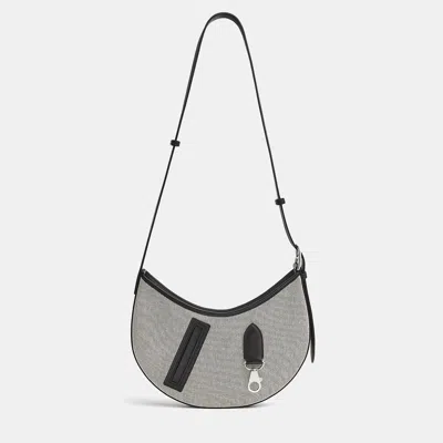 Pre-owned Hermes Ecru Black Sac P'tit Arcon Toile & Cuir Bag In Sand