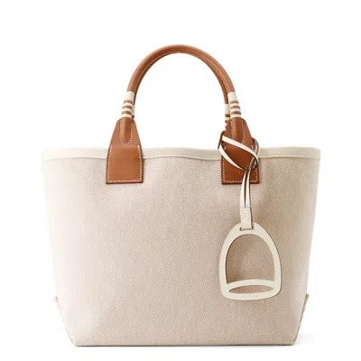 Pre-owned Hermes Ecru Gold Toile H Swift Leather Tote Bag ()