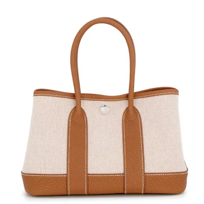 Hermes Ecru Toile H Negonda Leather Tote Bag