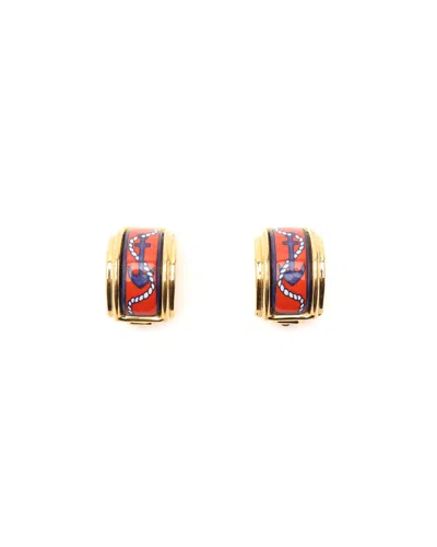 Pre-owned Hermes Hermès Eenamel Clip-on Earrings In Multi
