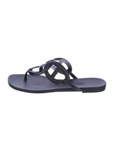 Pre-owned Hermes Egerie Chaîne D'ancre Insignia Flip Flops In Black
