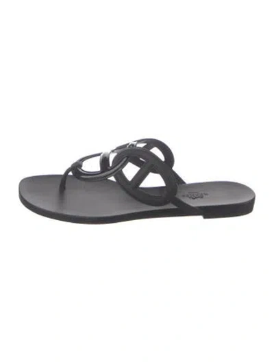 Pre-owned Hermes Egerie Chaîne D'ancre Insignia Flip Flops In Black