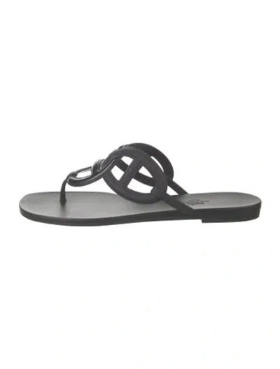Pre-owned Hermes Egerie Chaîne D'ancre Insignia Flip Flops In Black