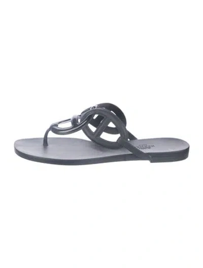Pre-owned Hermes Egerie Chaîne D'ancre Insignia Flip Flops In Black