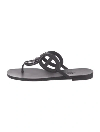 Pre-owned Hermes Egerie Chaîne D'ancre Insignia Flip Flops In Black