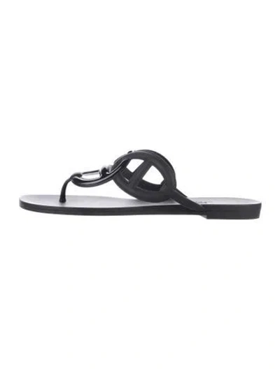 Pre-owned Hermes Egerie Chaîne D'ancre Insignia Flip Flops In Black