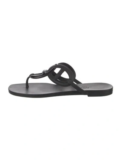 Pre-owned Hermes Egerie Chaîne D'ancre Insignia Flip Flops In Black