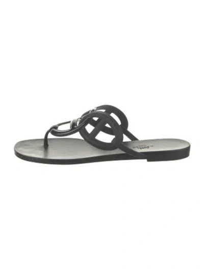 Pre-owned Hermes Egerie Chaîne D'ancre Insignia Flip Flops In Black