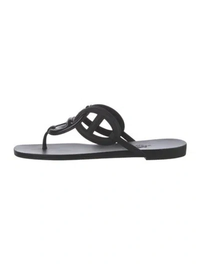 Pre-owned Hermes Egerie Chaîne D'ancre Insignia Flip Flops In Black