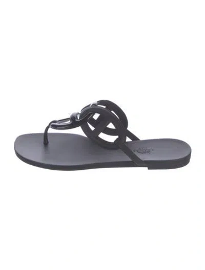 Pre-owned Hermes Egerie Chaîne D'ancre Insignia Flip Flops In Black