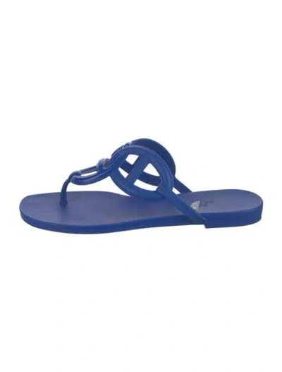 Pre-owned Hermes Egerie Chaîne D'ancre Insignia Flip Flops In Blue