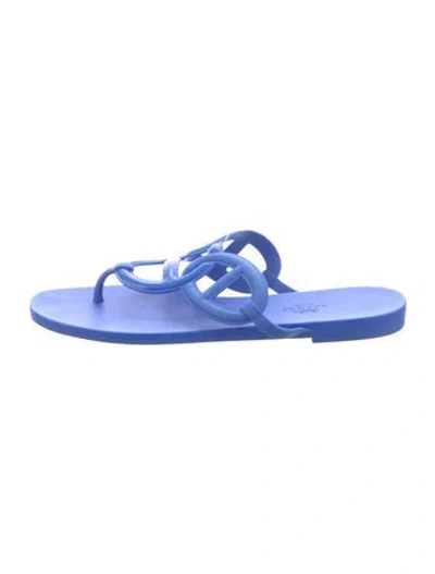 Pre-owned Hermes Egerie Chaîne D'ancre Insignia Flip Flops In Blue
