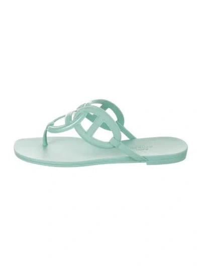 Pre-owned Hermes Egerie Chaîne D'ancre Insignia Sandals In Green