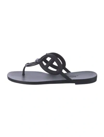 Pre-owned Hermes Egerie Chaîne D'ancre Insignia Slides In Black