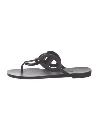 Pre-owned Hermes Egerie Chaîne D'ancre Insignia Slides In Black