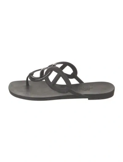 Pre-owned Hermes Egerie Chaîne D'ancre Insignia Slides In Black