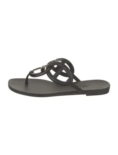 Pre-owned Hermes Egerie Chaîne D'ancre Insignia Slides In Black