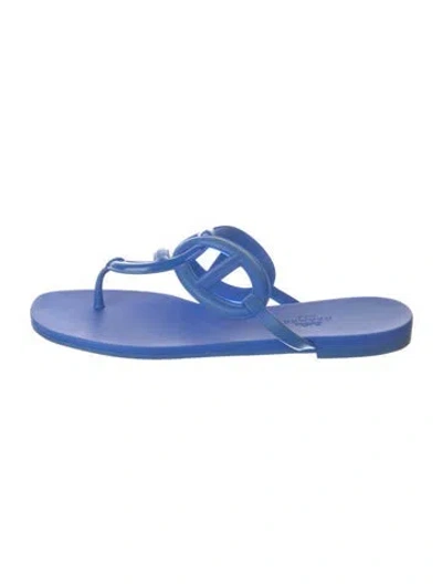 Pre-owned Hermes Egerie Chaîne D'ancre Insignia Slides In Blue