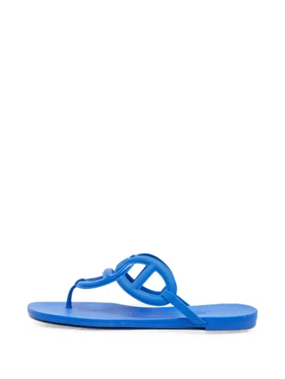 Pre-owned Hermes Egerie Chaine D'ancre Sandals In Blue
