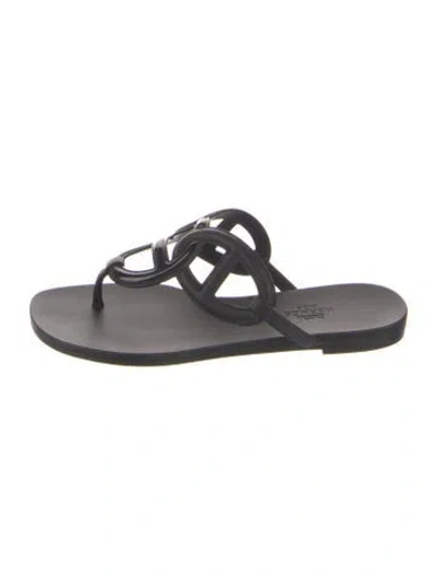 Pre-owned Hermes Egerie Rubber Flip Flops In Black