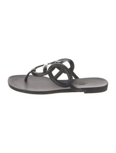 Pre-owned Hermes Egerie Rubber Flip Flops In Black