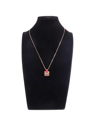 Pre-owned Hermes Eileen Pendant Necklace In Pink