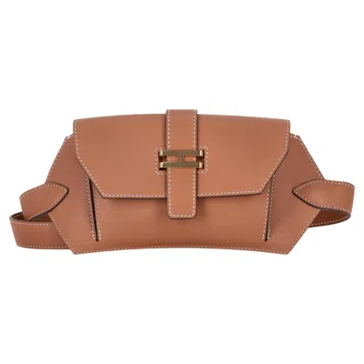 Pre-owned Hermes Elan Pocket 24 Belt Bag In Swift Calfskin Leather In Brown