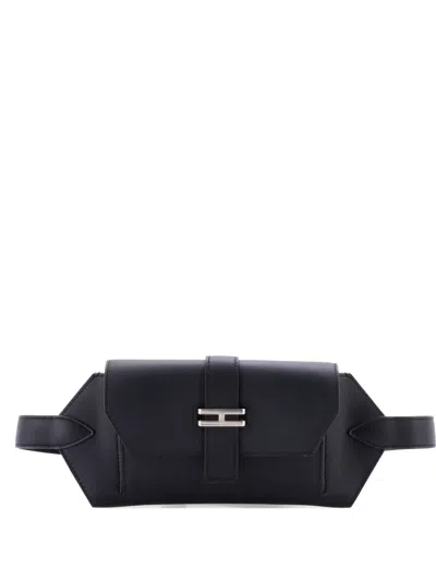 Pre-owned Hermes Elan Pocket 24 Swift Belt Bag In Black