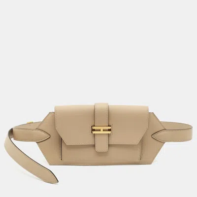Pre-owned Hermes Elan Pocket 24 Trench Swift Leather Belt Bag In Sand