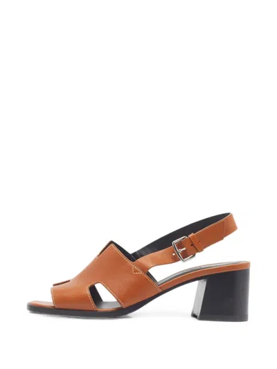 Pre-owned Hermes Elbe H-cut Sandals In Brown