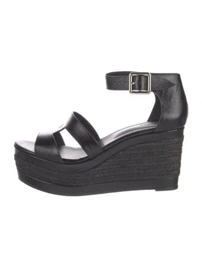 Pre-owned Hermes Elda H Logo Espadrilles In Black