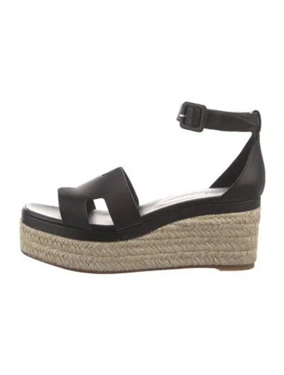 Pre-owned Hermes Elda H Logo Espadrilles In Black