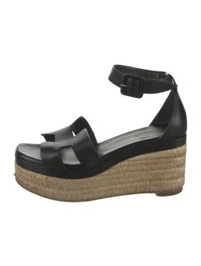 Pre-owned Hermes Elda H Logo Espadrilles In Black
