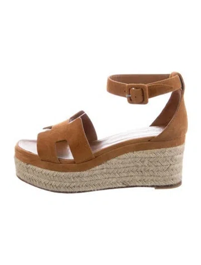 Pre-owned Hermes Elda H Logo Espadrilles In Brown