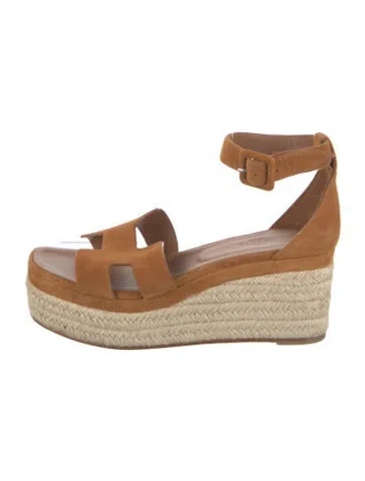 Pre-owned Hermes Elda H Logo Espadrilles In Brown