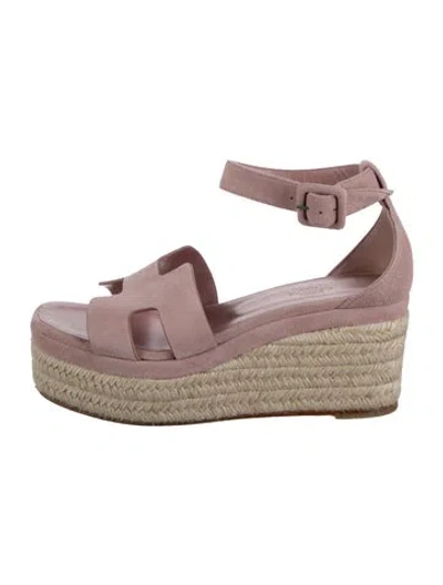 Pre-owned Hermes Elda H Logo Espadrilles In Pink