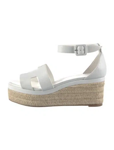 Pre-owned Hermes Elda H Logo Espadrilles In White