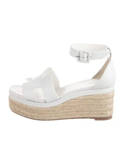 Pre-owned Hermes Elda H Logo Espadrilles In White