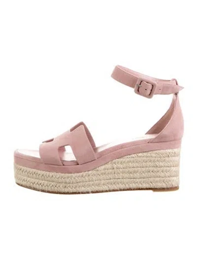 Pre-owned Hermes Elda Suede Espadrilles In Pink