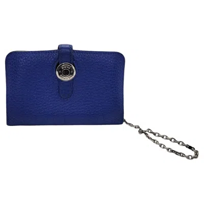 Pre-owned Hermes Hermès Electric Blue Togo Dogon Card Case Wallet Unisex Circa 2012
