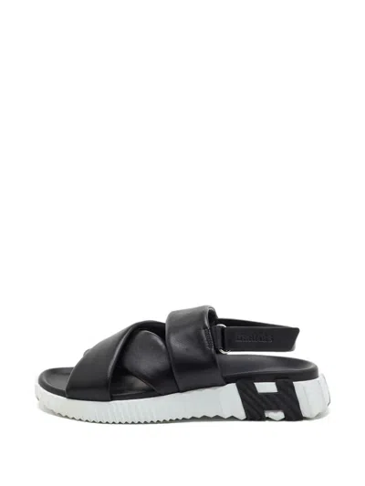 Pre-owned Hermes Electric Crossover Slingback Sandals In Black