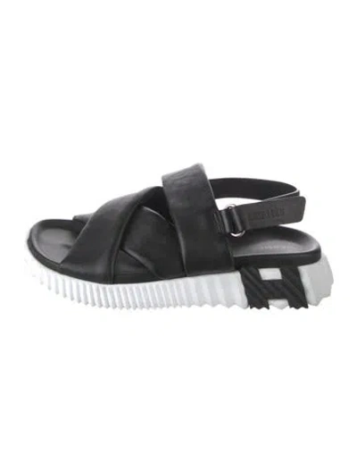 Pre-owned Hermes Electric H Logo Sandals In Black
