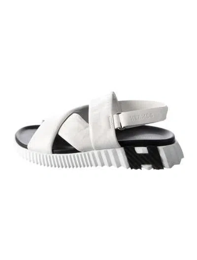 Pre-owned Hermes Electric H Logo Slingback Sandals In Black