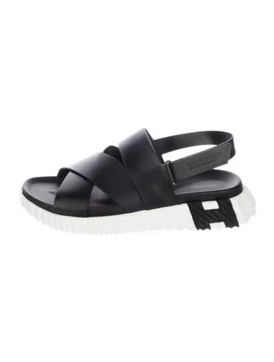 Pre-owned Hermes Electric H Logo Slingback Sandals In Blue