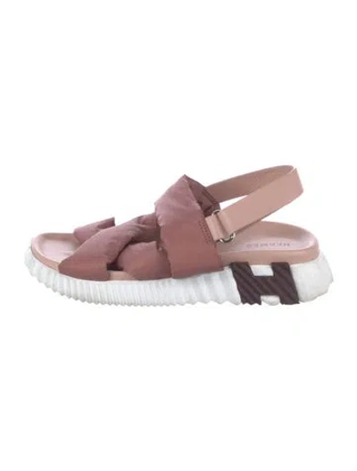 Pre-owned Hermes Electric H Logo Slingback Sandals In Pink