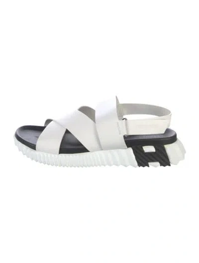 Pre-owned Hermes Electric H Logo Slingback Sandals In White
