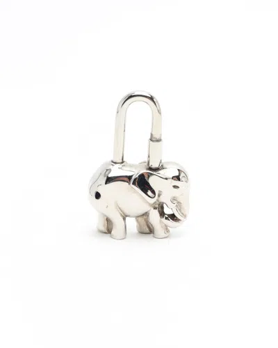 Pre-owned Hermes Hermès Elephant Cadena Bag Charm In Silver