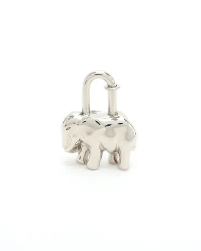 Pre-owned Hermes Hermès Elephant Cadena Bag Charm In Silver